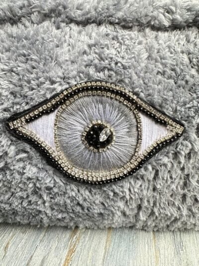 Aura El İşlemeli Göz Motifli Tasarım Clutch – Boncuk ve İplik İşlemeli Premium El Yapımı - Görsel 3