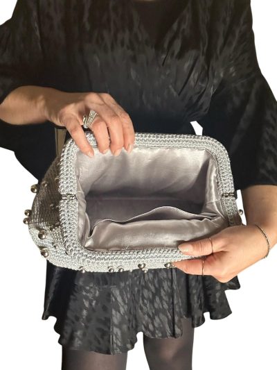 İnci Işıltısı El Örgüsü Clutch Çanta - Görsel 5